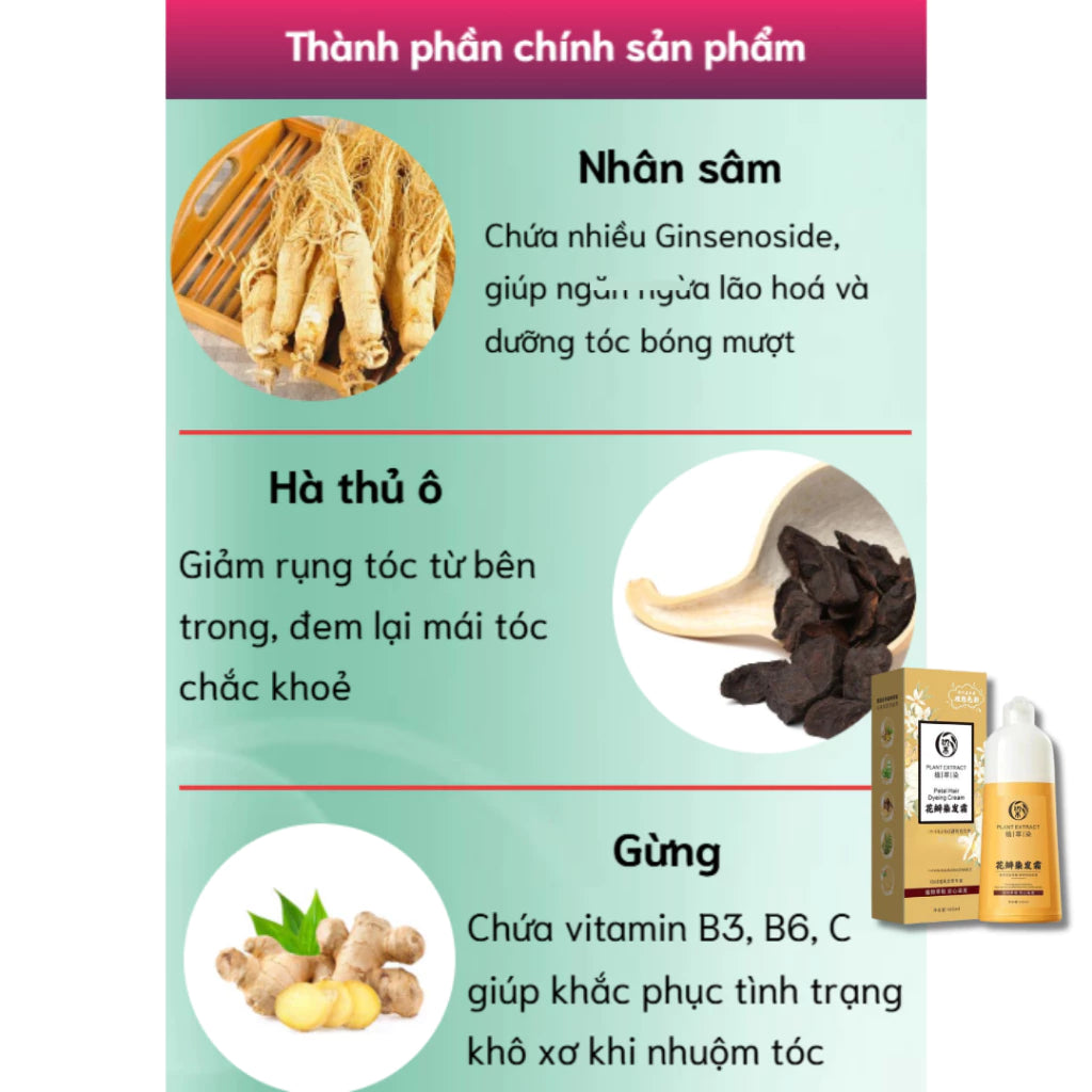 Herbal Plant Extract Hair Dye Shampoo - Naturally dyes hair black, nourishes hair from within, eliminates dryness and brittleness.