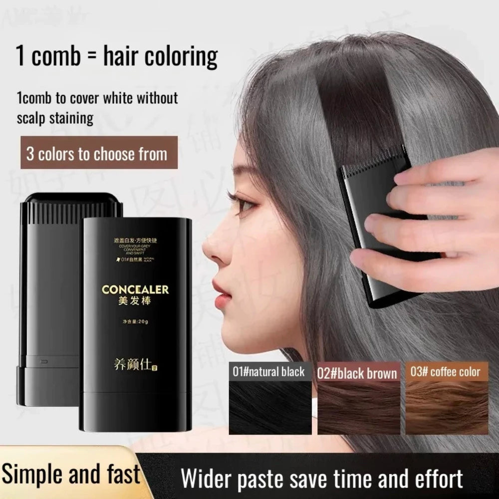 Hair Concealer Brush - Concealer Brush for Gray Hair Coverage, Helps Blacken Hair, Non-Sticky, Improves Hair Appearance