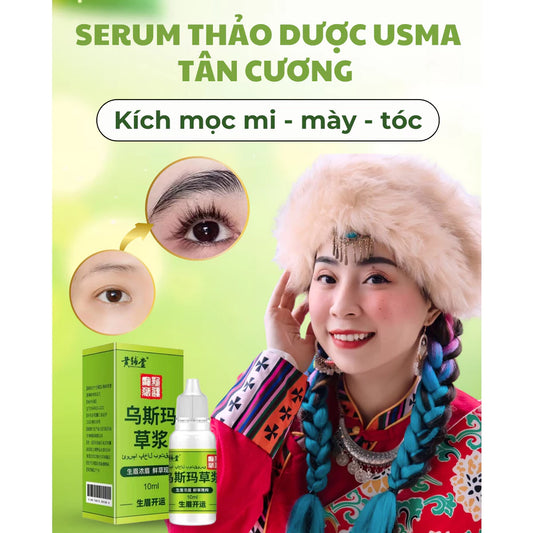 Serum thảo dược Usma kích mọc lông mi mày tóc, serum cỏ Usma Tân Cương 3in1 giúp mi mày tóc chắc khoẻ mọc nhanh