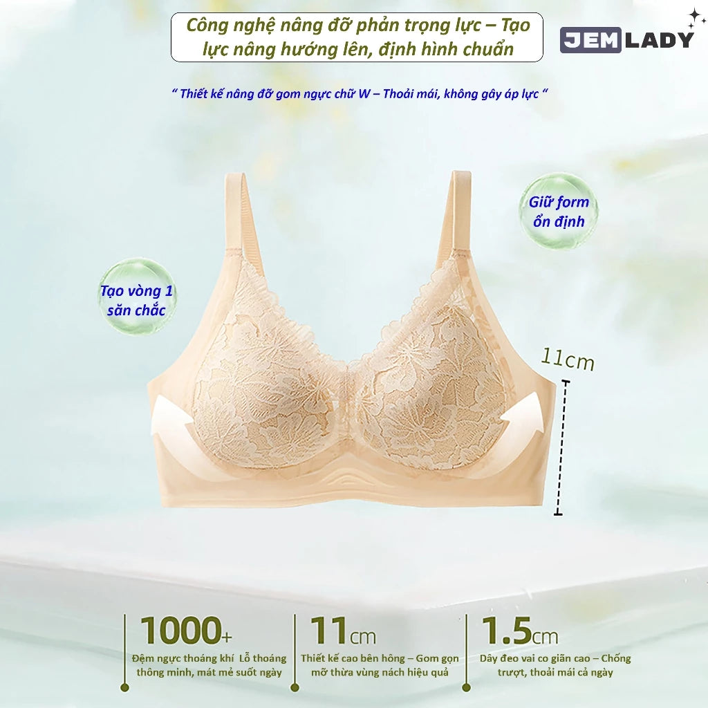 AL20 - Women's Lace Bra Sexy and Alluring Wireless