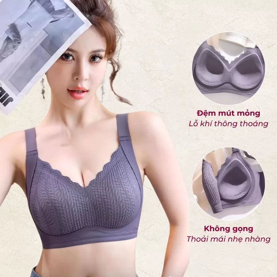 AL38 seamless spandex bra with ribbed pattern, 2.5cm thick padding, no underwire