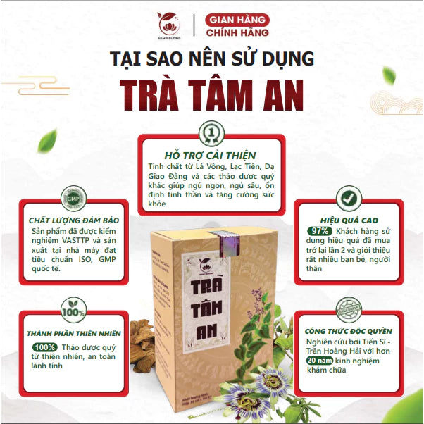Tam An Tea by Dr. Tran Hoang Hai helps reduce insomnia, restless sleep, and fatigue.
