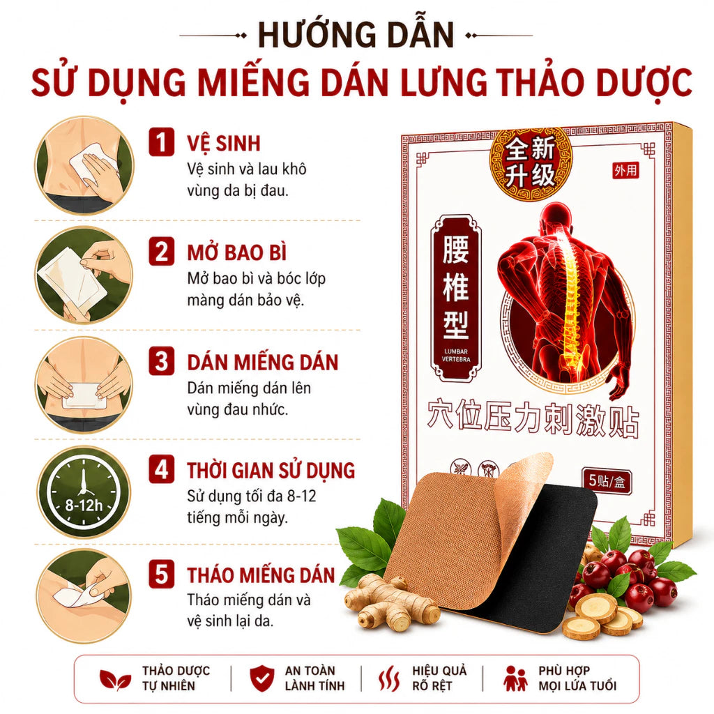 Herbal Back Patch for Muscle Relaxation and Relief of Back Strain/Fatigue
